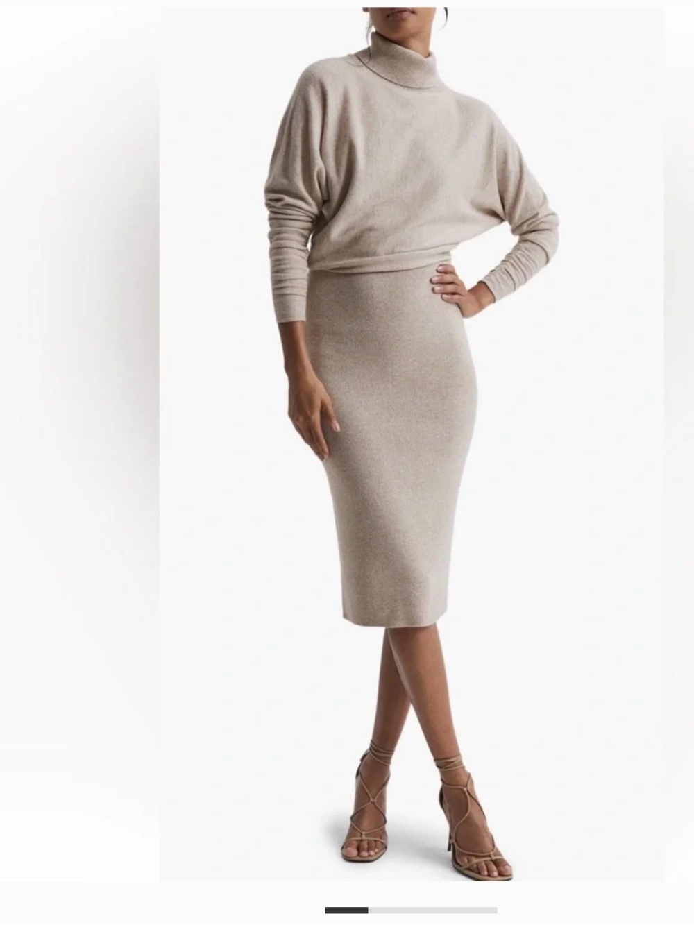 Zara Taupe Turtleneck Midi Dress